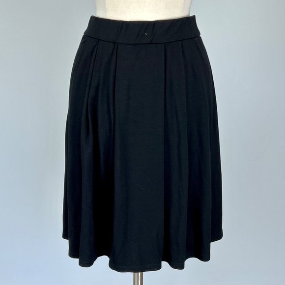 Eileen Fisher Black Pleated Pull On Skirt Stretch Jersey Knit size Small - Picture 6 of 12